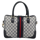 GUCCI GG Supreme Sherry Line Hand Bag PVC 2way Navy Gold 002 58 0033 Auth 183258-2
