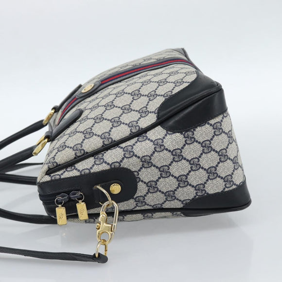GUCCI GG Supreme Sherry Line Hand Bag PVC 2way Navy Gold 002 58 0033 Auth 183258