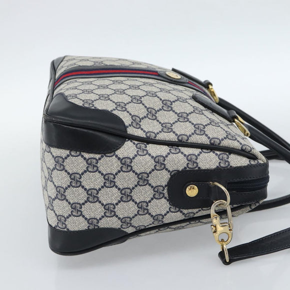 GUCCI GG Supreme Sherry Line Hand Bag PVC 2way Navy Gold 002 58 0033 Auth 183258