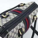 GUCCI GG Supreme Sherry Line Hand Bag PVC 2way Navy Gold 002 58 0033 Auth 183258-6