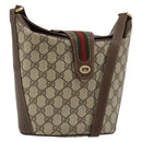GUCCI GG Supreme Web Sherry Line Bag PVC Beige Gold 904 02 081 Auth 183259-1