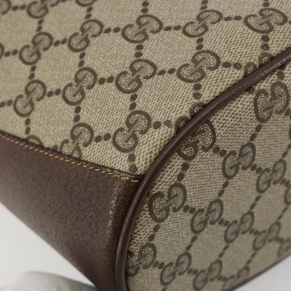 GUCCI GG Supreme Web Sherry Line Bag PVC Beige Gold 904 02 081 Auth 183259