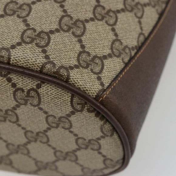 GUCCI GG Supreme Web Sherry Line Bag PVC Beige Gold 904 02 081 Auth 183259