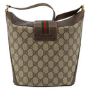 GUCCI GG Supreme Web Sherry Line Bag PVC Beige Gold 904 02 081 Auth 183259-2