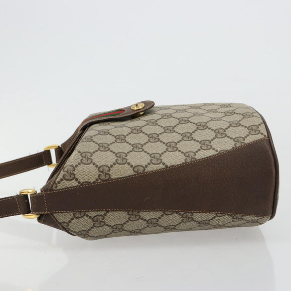 GUCCI GG Supreme Web Sherry Line Bag PVC Beige Gold 904 02 081 Auth 183259