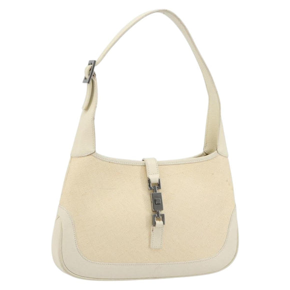 GUCCI Jackie Shoulder Bag Canvas Ivory Gold 001 3735 Auth 183266SAV