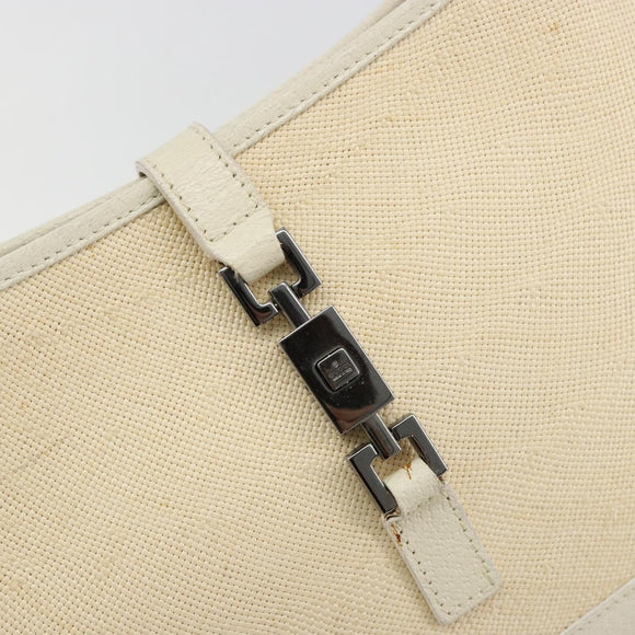 GUCCI Jackie Shoulder Bag Canvas Ivory Gold 001 3735 Auth 183266SAV