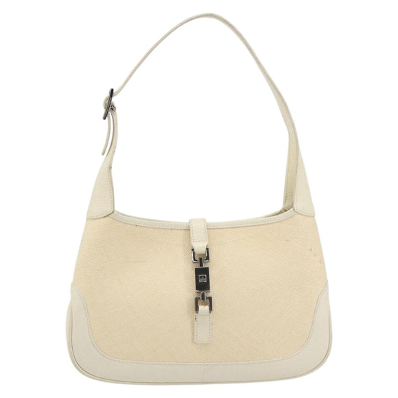 GUCCI Jackie Shoulder Bag Canvas Ivory Gold 001 3735 Auth 183266SAV