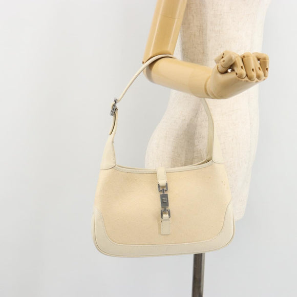 GUCCI Jackie Shoulder Bag Canvas Ivory Gold 001 3735 Auth 183266SAV