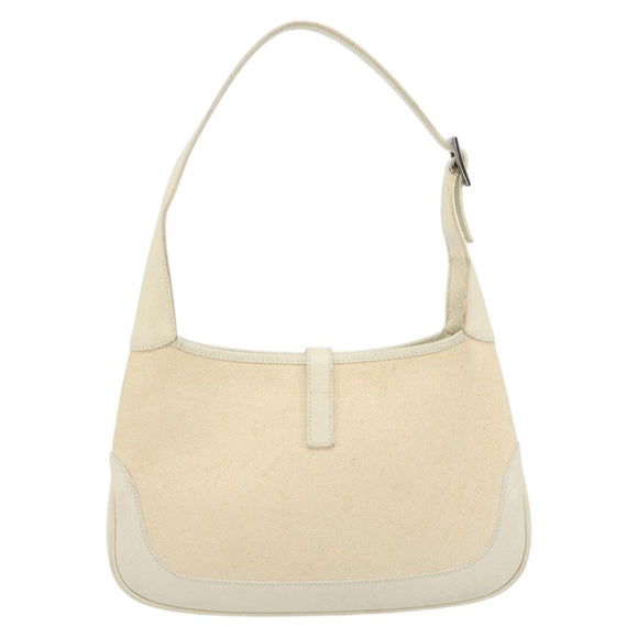 GUCCI Jackie Shoulder Bag Canvas Ivory Gold 001 3735 Auth 183266SAV