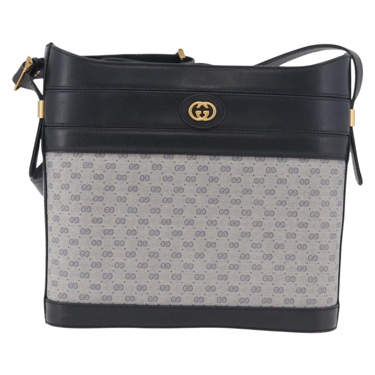 GUCCI Micro GG Supreme Shoulder Bag PVC Navy Gold 001 109 0579
