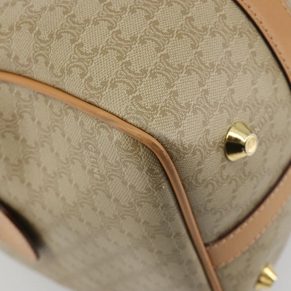 CELINE Macadam Canvas Handtas PVC Beige Goud Auth 183269A