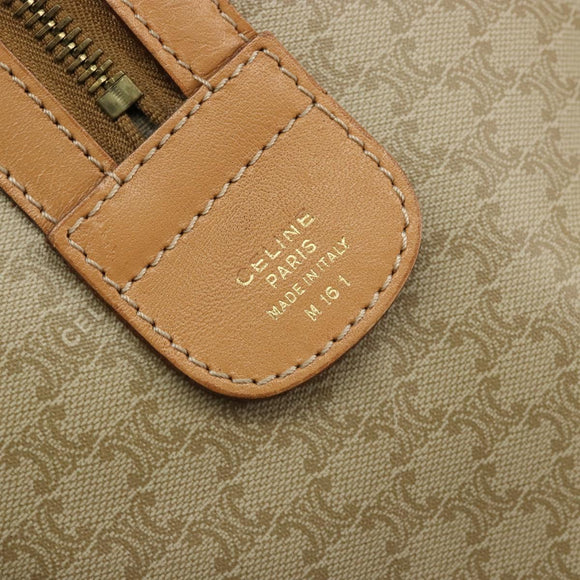 CELINE Macadam Canvas Handtas PVC Beige Goud Auth 183269A
