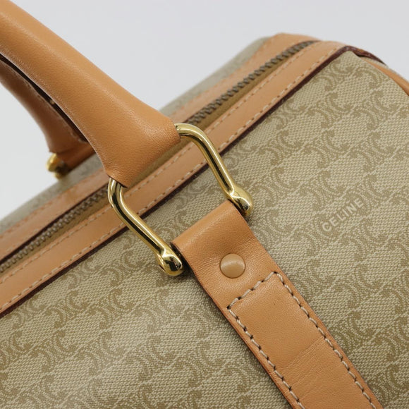 CELINE Macadam Canvas Handtas PVC Beige Goud Auth 183269A