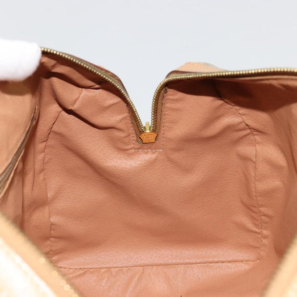 CELINE Macadam Canvas Handtas PVC Beige Goud Auth 183269A