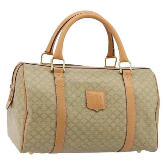CELINE Macadam Canvas Handtas PVC Beige Goud Auth 183269A