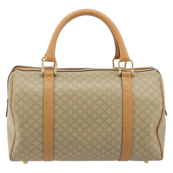 CELINE Macadam Canvas Handtas PVC Beige Goud Auth 183269A