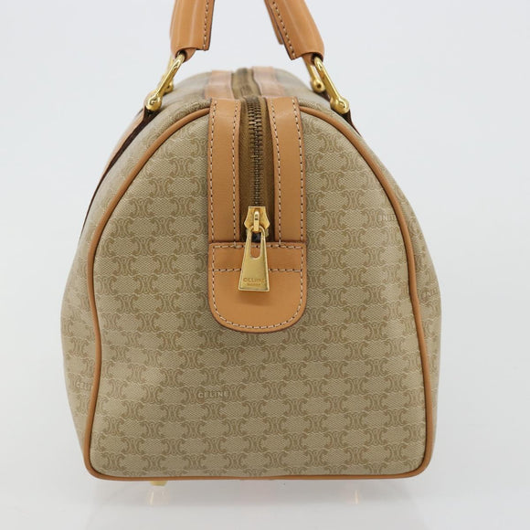 CELINE Macadam Canvas Handtas PVC Beige Goud Auth 183269A