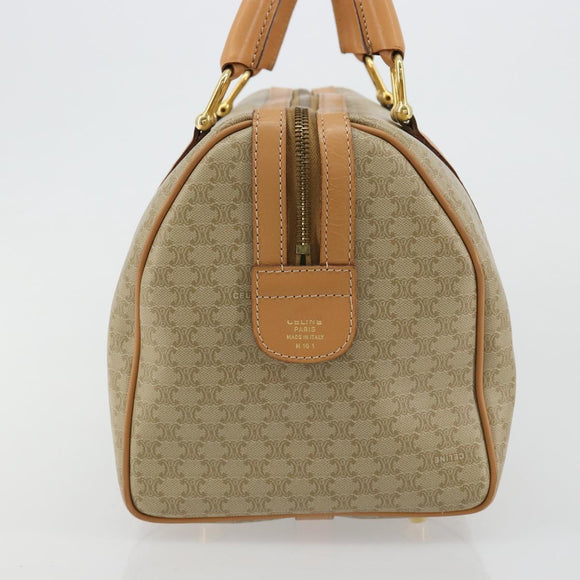 CELINE Macadam Canvas Handtas PVC Beige Goud Auth 183269A
