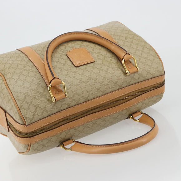 CELINE Macadam Canvas Handtas PVC Beige Goud Auth 183269A