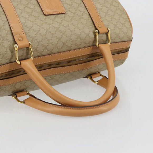 CELINE Macadam Canvas Handtas PVC Beige Goud Auth 183269A