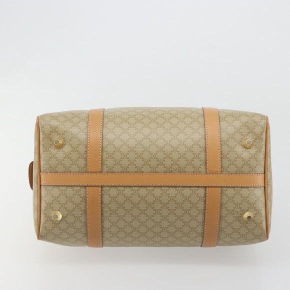 CELINE Macadam Canvas Handtas PVC Beige Goud Auth 183269A