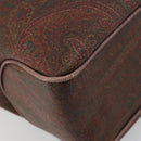 ETRO Hand Bag PVC Leather Brown Gold Auth 183273A-16