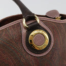 ETRO Hand Bag PVC Leather Brown Gold Auth 183273A-17