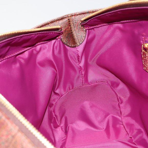 ETRO Hand Bag PVC Leather Brown Gold Auth 183273A