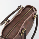 ETRO Hand Bag PVC Leather Brown Gold Auth 183273A-6