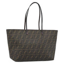 FENDI Zucca Canvas Tote Bag PVC Black Brown Auth 183274-1