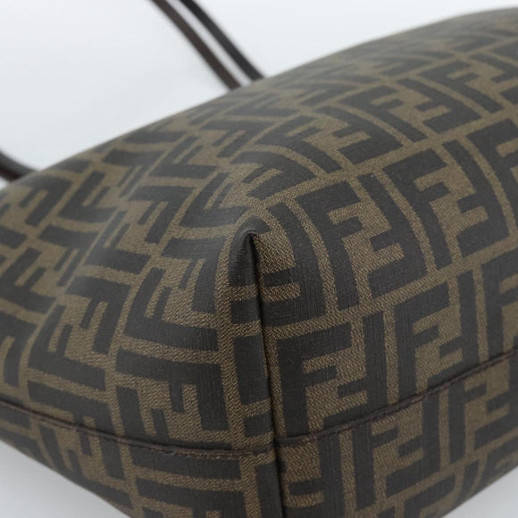 FENDI Zucca Canvas Tote Bag PVC Black Brown Auth 183274