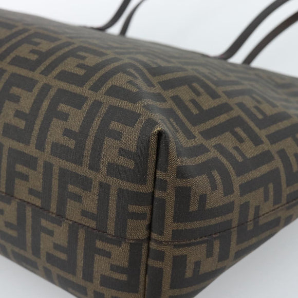 FENDI Zucca Canvas Tote Bag PVC Black Brown Auth 183274
