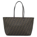 FENDI Zucca Canvas Tote Bag PVC Black Brown Auth 183274-2