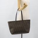 FENDI Zucca Canvas Tote Bag PVC Black Brown Auth 183274-22