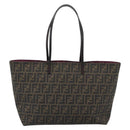 FENDI Zucca Canvas Tote Bag PVC Black Brown Auth 183274-3
