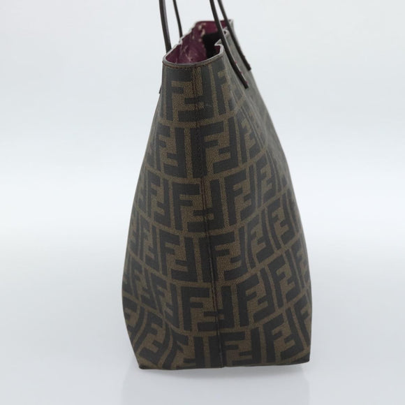 FENDI Zucca Canvas Tote Bag PVC Black Brown Auth 183274