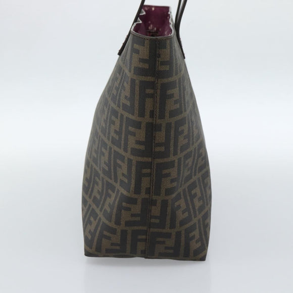 FENDI Zucca Canvas Tote Bag PVC Black Brown Auth 183274