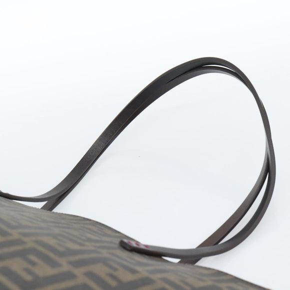 FENDI Zucca Canvas Tote Bag PVC Black Brown Auth 183274