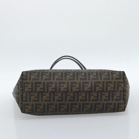 FENDI Zucca Canvas Tote Bag PVC Black Brown Auth 183274
