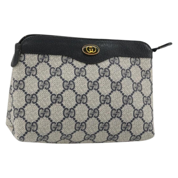 GUCCI GG Supreme Pouch PVC Navy 89 01 020 Auth 183285A