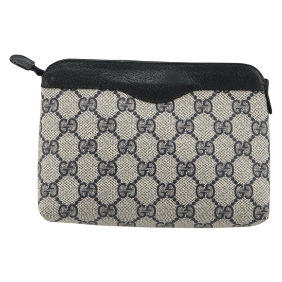 GUCCI GG Supreme Pouch PVC Navy 89 01 020 Auth 183285A