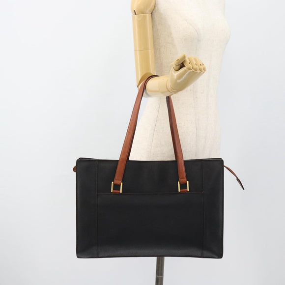 BOTTEGA VENETA Tote Bag PVC Canvas Black Gold Auth 183286