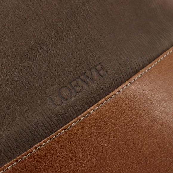 LOEWE Purse Shoulder Bag Suede Brown Gold Auth 183287