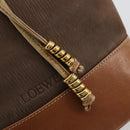 LOEWE Purse Shoulder Bag Suede Brown Gold Auth 183287-15