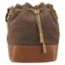 LOEWE Purse Shoulder Bag Suede Brown Gold Auth 183287-2