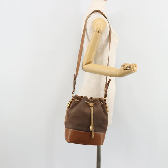 LOEWE Purse Shoulder Bag Suede Brown Gold Auth 183287