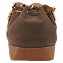 LOEWE Purse Shoulder Bag Suede Brown Gold Auth 183287-3