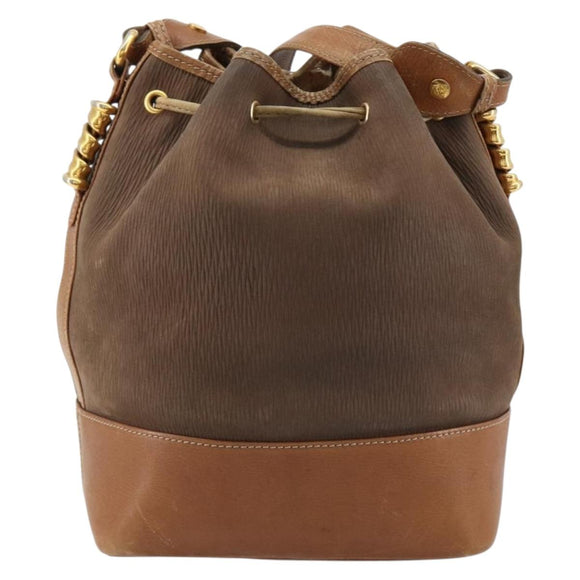 LOEWE Purse Shoulder Bag Suede Brown Gold Auth 183287