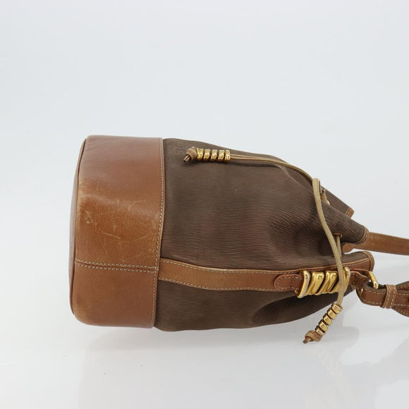 LOEWE Purse Shoulder Bag Suede Brown Gold Auth 183287